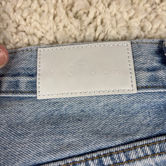 Pistola Womens Size 26 Blue Denim Distressed High Rise Cutoff Shorts - Picture 9 of 10